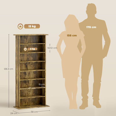 HOMCOM 360 CD Storage Unit - Rustic Brown 