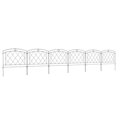 Outsunny Metal Decorative Outdoor Picket Fence Panels Set of 6, Black 