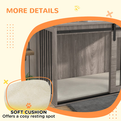 PawHut 118cm Dog Crate Furniture with Removable Cushion for Extra Large Dogs - Walnut Brown 