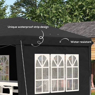 Outsunny 3 x 6m Pop-Up Gazebo, with Removable Walls - Black 