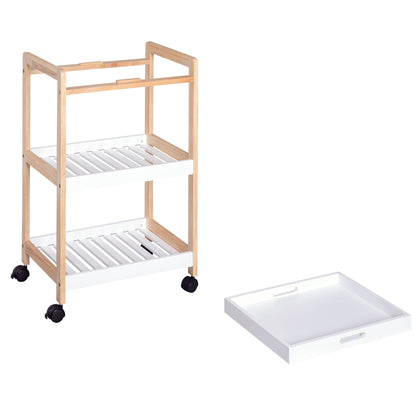 HOMCOM 3-Tier Mobile Kitchen Trolley Cart Storage Shelves Rack Rolling Wheels White 46 x 35 x 74.5 cm 