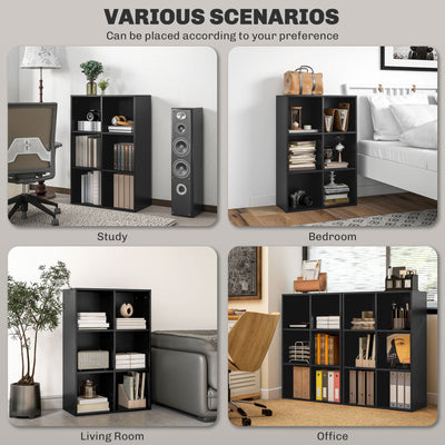 HOMCOM Six-Cube Bookcase - Black Wood Effect 