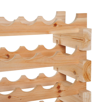 HOMCOM Six-Tier, 72 Bottle Wooden Wine Rack - Natural 