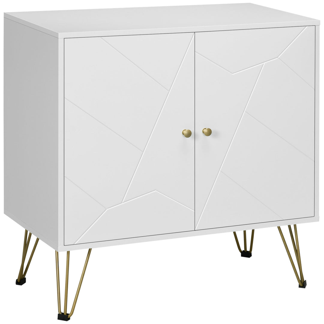 HOMCOM Storage Cabinet Slim Sideboard with Golden Hairpin Legs Adjustable Shelves for Living Room Dining Room Hallway White 