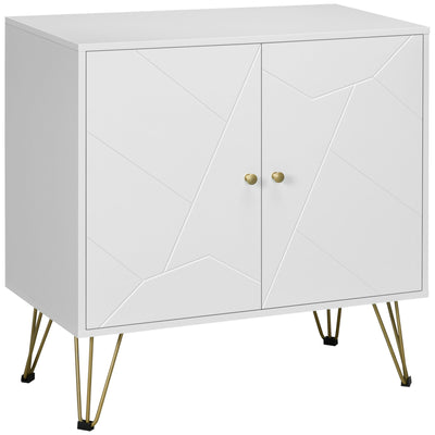 HOMCOM Storage Cabinet Slim Sideboard with Golden Hairpin Legs Adjustable Shelves for Living Room Dining Room Hallway White 