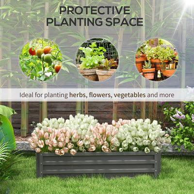 Outsunny Raised Beds for Garden, Galvanised Outdoor Planters for Herbs and Vegetables, for Patio, Garden, Balcony, Light Grey 