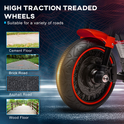 HOMCOM 6v Electric Motorbike with Training Wheels, One-Button Start - Red 