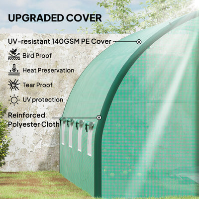Outsunny 4 x 3(m) Polytunnel Greenhouse, with Windows and Doors - Green 