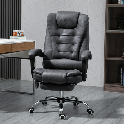 Vinsetto Heated 6 Points Vibration Massage Executive Office Chair Adjustable Swivel Ergonomic High Back Desk Chair Recliner with Footrest Dark Grey 