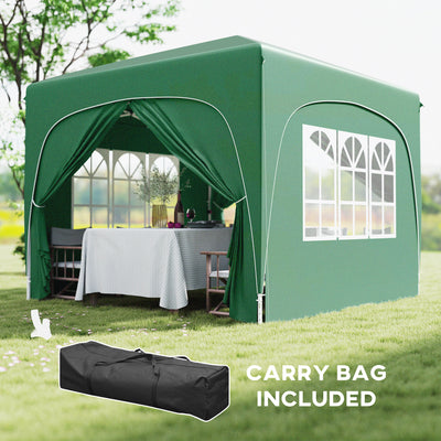 Outsunny 3 x 3m Pop-Up Gazebo Shelter, with Accessories - Dark Green 