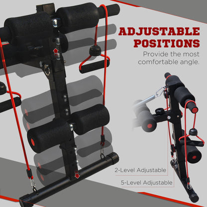 HOMCOM Sit Up Bench Core AB Workout Fitness Excercise Machine Adjustable Thigh Support Home Gym Black 