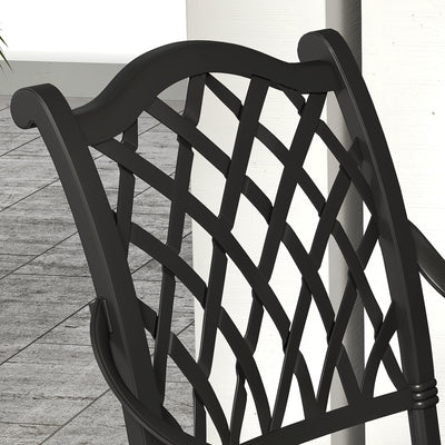 Outsunny 7 Pieces Aluminium Patio Dining Set with Umbrella Hole Black 