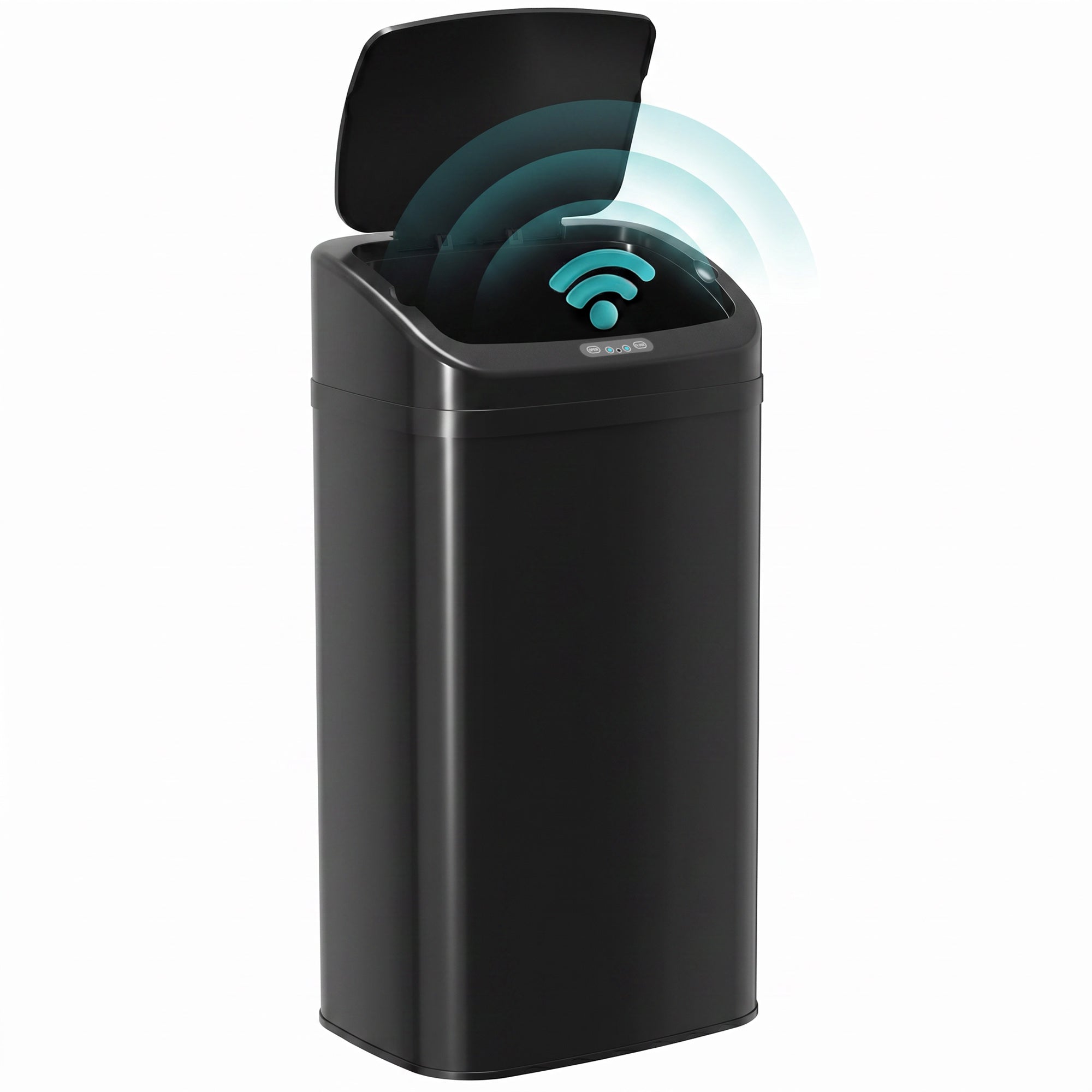 HOMCOM 48L Galvanised Steel Sensor Bin - Black