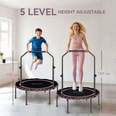 SPORTNOW 40" Foldable Fitness Trampoline Rebounder with Handle, Pink 