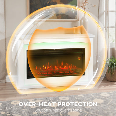HOMCOM 2000W 5118 BTU Faux Flame Fireplace - White