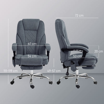 Vinsetto Massage Office Chair, Heated Reclining Computer Chair with Adjustable Height and Footrest, Dark Grey 