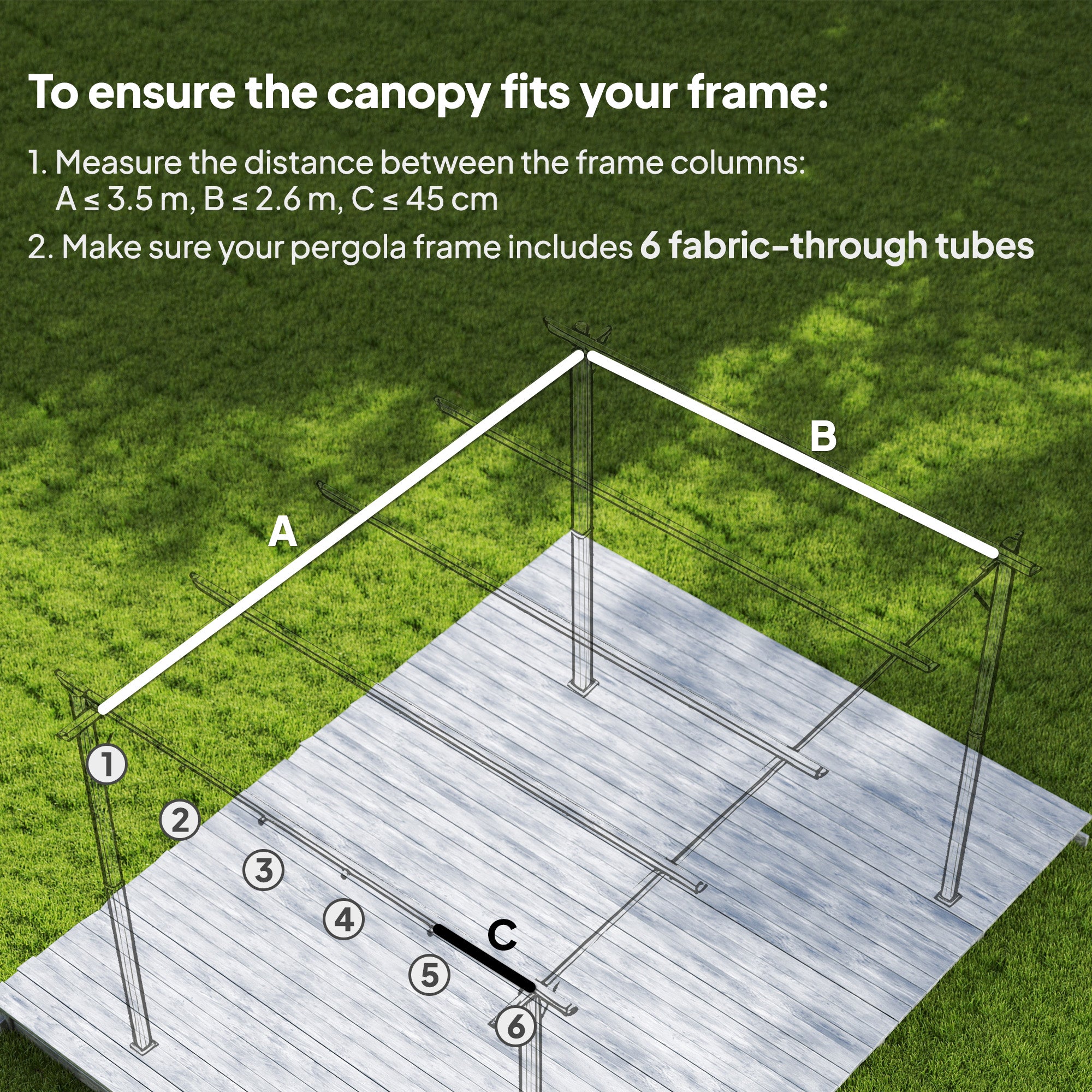 Outsunny Retractable Pergola Cover, 3.5 x 2.6 m Replacement Canopy Fabric for 4 x 3 m Frame, Roof Top Only, Brown 