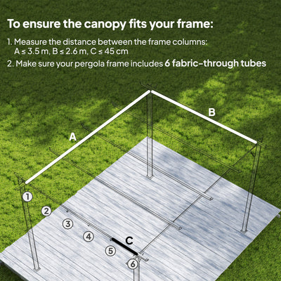 Outsunny Retractable Pergola Cover, 3.5 x 2.6 m Replacement Canopy Fabric for 4 x 3 m Frame, Roof Top Only, Brown 