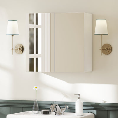 HOMCOM Double-Door Bathroom Mirror Cabinet - White 