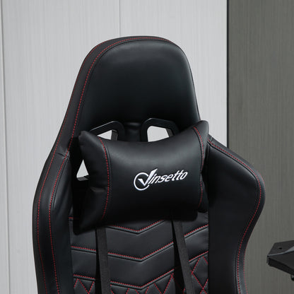 Vinsetto Computer Gaming Chair with Footrest, Video Gaming Chair for Adults with 130\'c2\'b0 Reclining Back, Desk Chair with Lumbar Support and Adjustable Height, Black Red