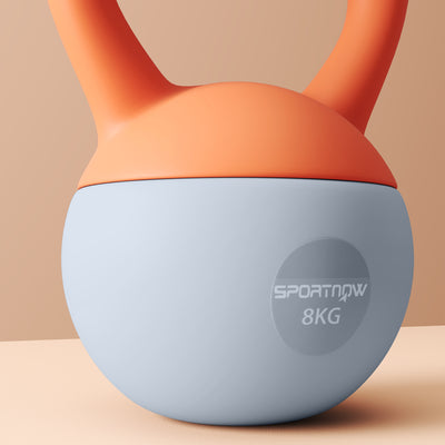 SPORTNOW Soft Kettlebell, 8kg Kettle Bell with Non-Slip Handle for Home Gym Weight Lifting and Strength Training, Orange and Grey 