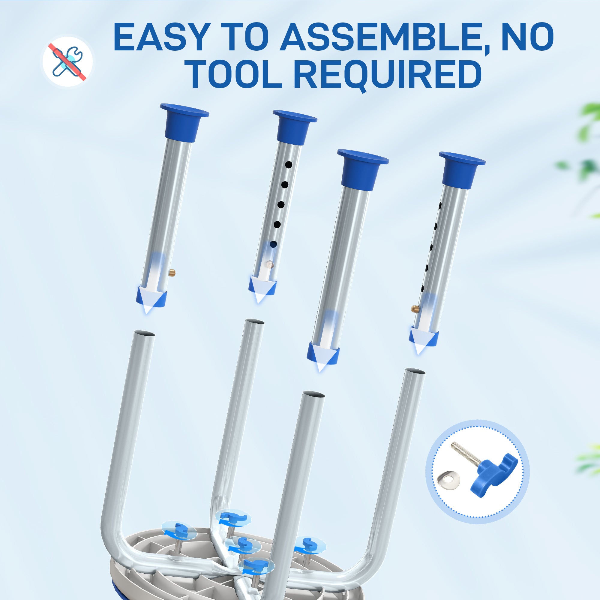 HOMCOM 360° Swivel Shower Chair, Height Adjustable Aluminium Shower Stool with Non-Slip Feet for Disabled, Elderly, Blue