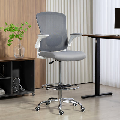 HOMCOM Draughtsman Chair, with Adjustable Lumbar - Charcoal Grey 