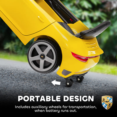 AIYAPLAY Kids Electric Car, 12V Licensed RUF GT Ride on Car with Suspension, Remote Control, Music for 3-5 Years Yellow 