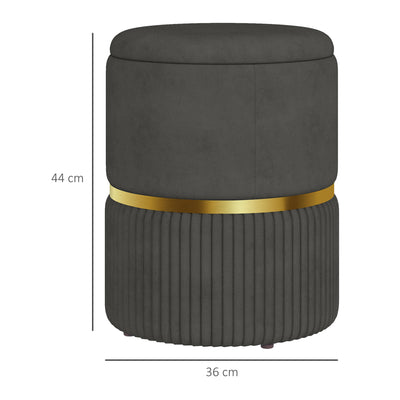 HOMCOM Velvet-Feel Storage Ottoman - Grey 