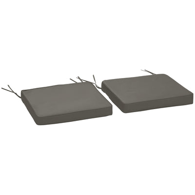 Outsunny Set of 2 Garden Chair Cushions with Ties, 45 x 45 cm Replacement Cushions for Outdoor Furniture, Dark Grey 