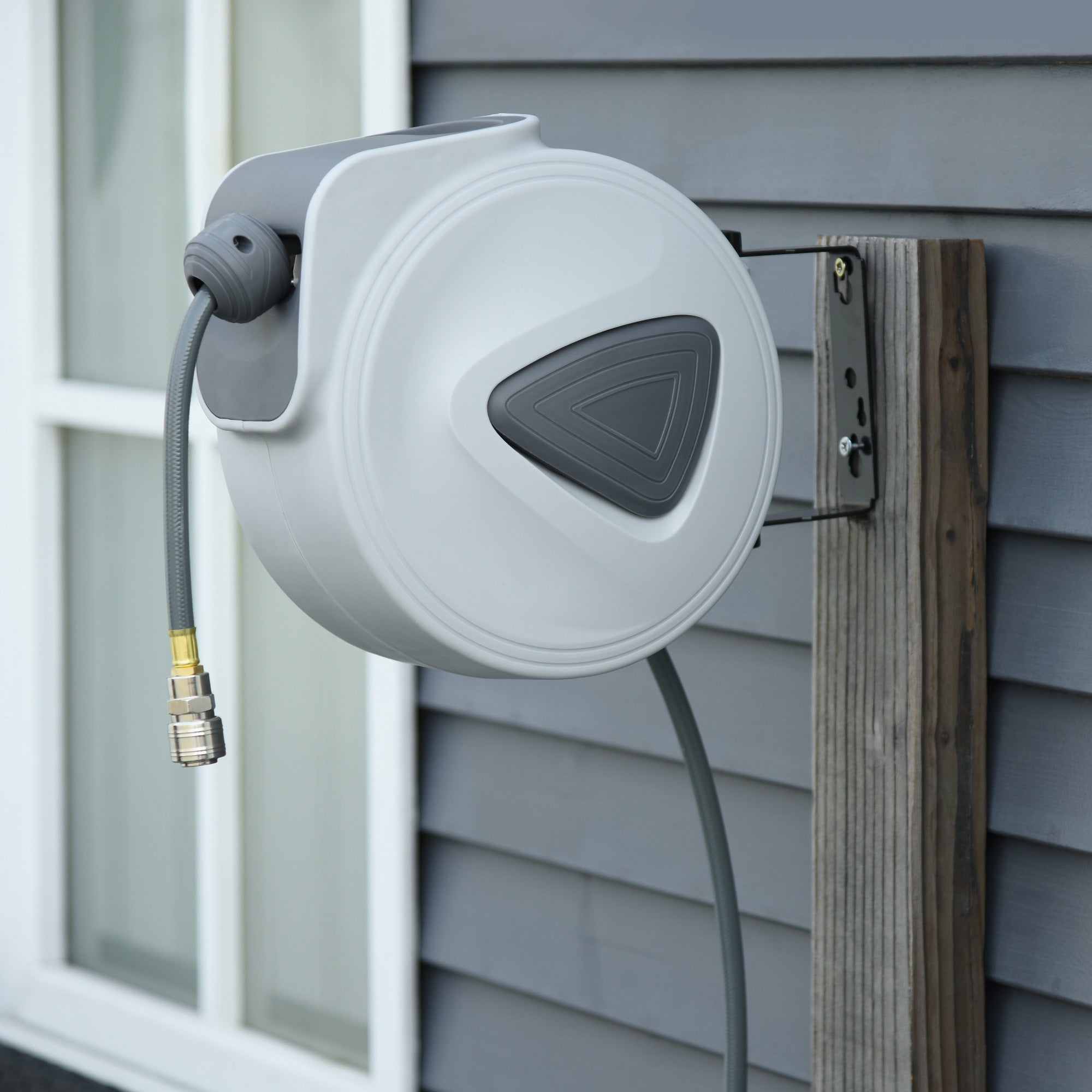DURHAND Retractable Air Hose Reel 15m+ 140cm Hose Diameter 3/ 8" 9.5mm, Hose Connector 1/ 4" BSP, Wall Mount Auto Rewind Hose- Reel 