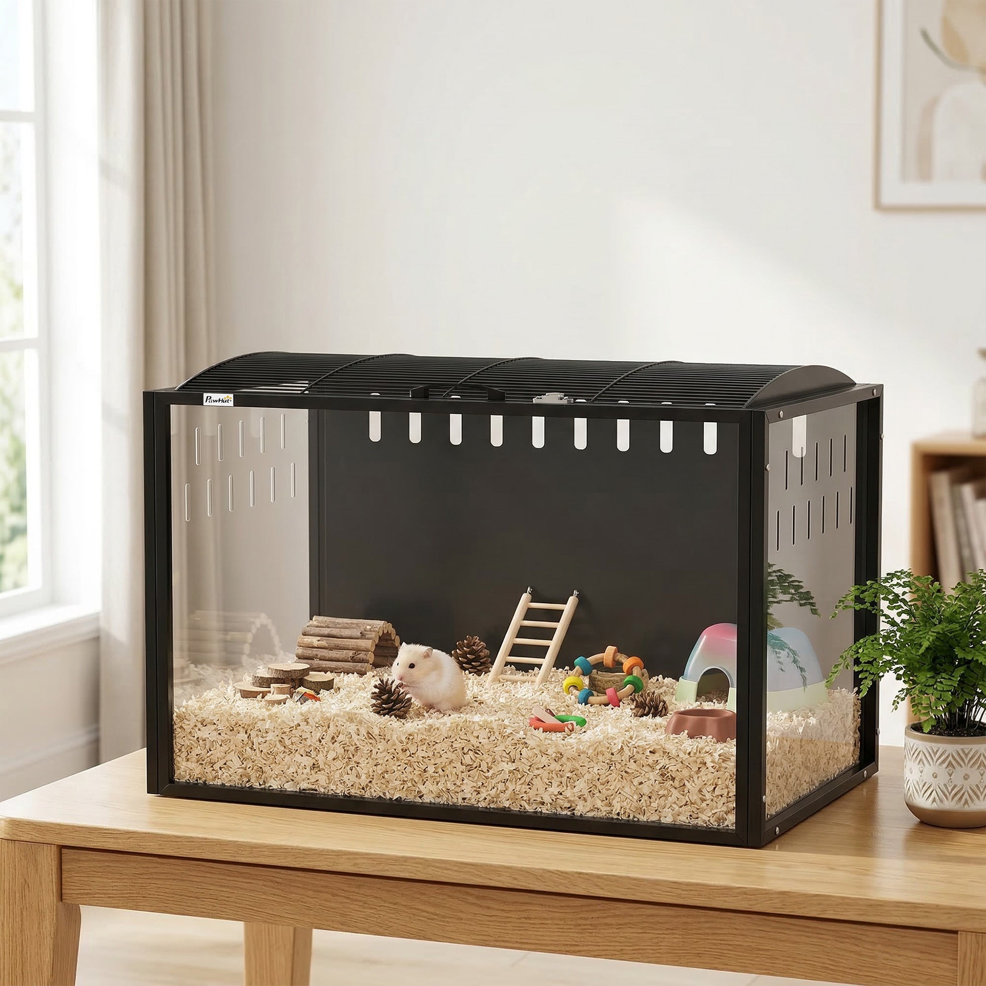 PawHut Hamster Cage Steel Chewproof with Openable Top, Deep Burrow for Dwarf Syrian Hamster, Gerbil, Rats, 81 x 51 x 53 cm 