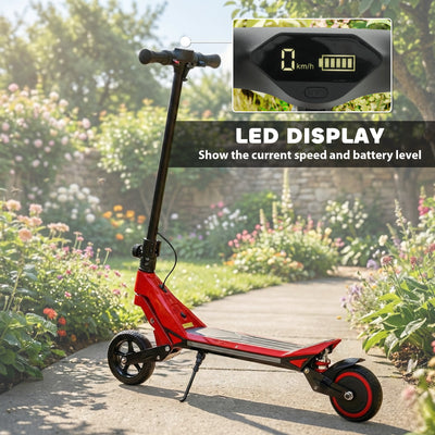 SPORTNOW Electric Scooter for Kids, Foldable E Scooter for Age Age 6+ with LED Display, RGB lights, Up to 16km/h, Red 