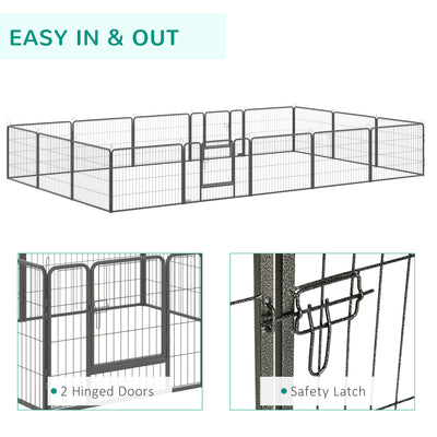 PawHut 16 Panels Heavy Duty Puppy Playpen, for Small Dogs, Indoor and Outdoor Use - Grey 