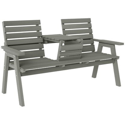 Outsunny Fir Wood Convertible 2 to 3 Seater Outdoor Garden Bench Grey 