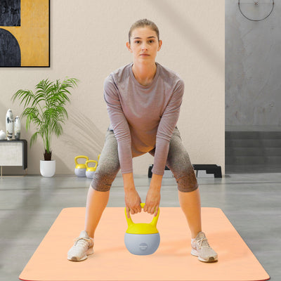 SPORTNOW Soft Kettlebell, 10kg Kettle Bell with Non-Slip Handle for Home Gym Weight Lifting and Strength Training, Yellow and Grey 