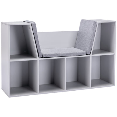 HOMCOM Kids Bookcase Shelf Storage Cabinet Unit, Living Room Sideboard w/ Six Compartments for Toys, Books - Grey 