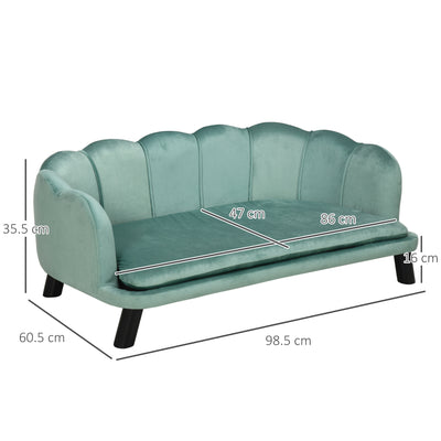 PawHut Dog Sofa, Pet Couch Bed for Medium, Large Dogs, with Legs, Cushion - Green 