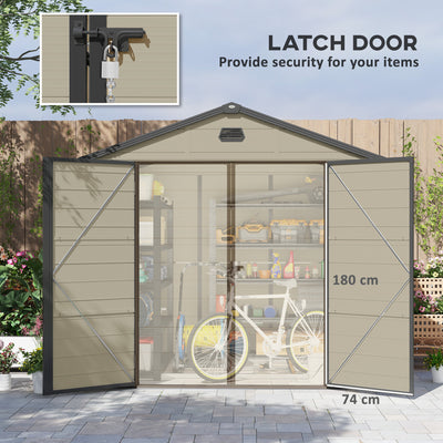 Outsunny 7.9ft x 6.2ft Aluminium Frame and Plastic Wall Shed, with Foundation - Cream White 