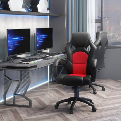 Vinsetto High-Back Office Chair Faux Leather Swivel Computer Desk Chair for Home Office with Wheels Armrests Black 