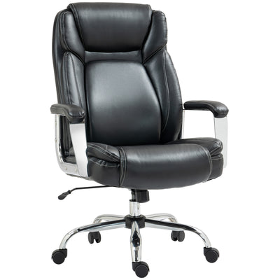 HOMCOM Ergonomic Office Chair, Heavy Duty Faux Leather Desk Chair with Tilt Function, Adjustable Height, 227kg 500LBS Swivel Computer Chair for Home Study, Black 