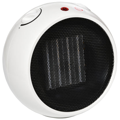HOMCOM Small Table Top Space Heater, Ceramic Electric Heater with 2 Heat and Fan, Adjustable Temperature, Tip-Over & Overheating Protection, 900W/1500W 