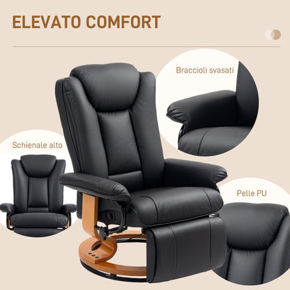 HOMCOM Faux Leather Recliner Chair - Black 
