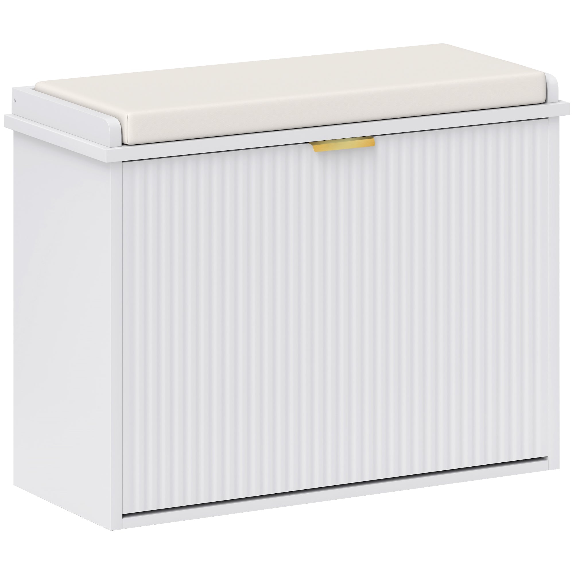 HOMCOM Elegant Six Shoe Bench, with Top Seat - White 