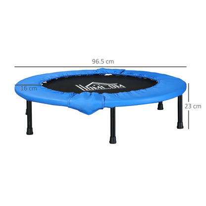 HOMCOM \'ce\'a696cm Mini Fitness Trampoline Home Gym Yoga Exercise Rebounder Indoor Outdoor Jumper with Safety Pad, Support Up to 100 KG, Blue and Black