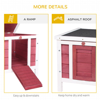 PawHut Wooden Rabbit Hutch 51 x 42 x 43 cm, Red 