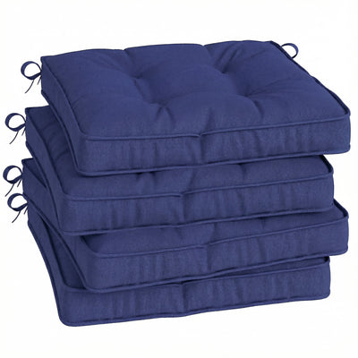 Outsunny Garden Seat Cushion with Ties, 42 x 42cm Replacement Dining Chair Seat Pad, Dark Blue 