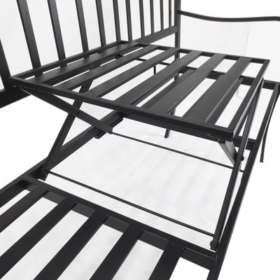 Outsunny Metal Bench W/Table,  150Lx53Wx95H cm 