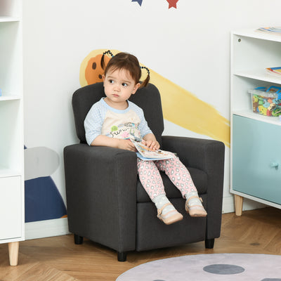 HOMCOM 2 in 1 design Kids Sofa Armchair with Footrest for Children Playroom Bedroom Living Room, 55 x 50 x 67cm, Grey 
