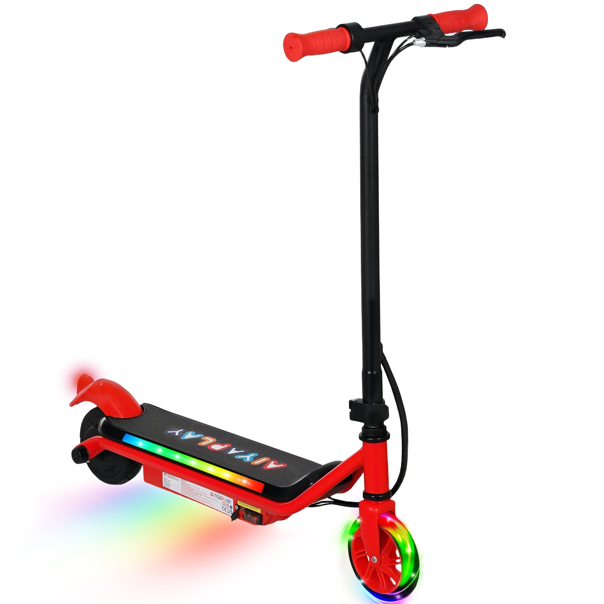 AIYAPLAY Electric Scooter for Kids Ages 6-14, with Dual Brakes, Flash Wheel and Colourful Light, Kids Electric Scooter E Scooter, Up to 12 KM/H & 10 KM, Red 